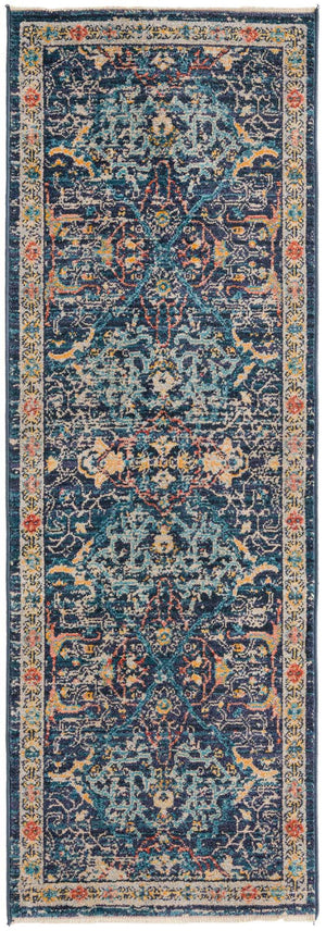 Navy Blue 2' x 5' 11 Lola Runner Area Rug Polypropylene With Jute Backing Traditional Pattern Easy Clean Carpet for Home Interior Design for Sale at Rug Engine