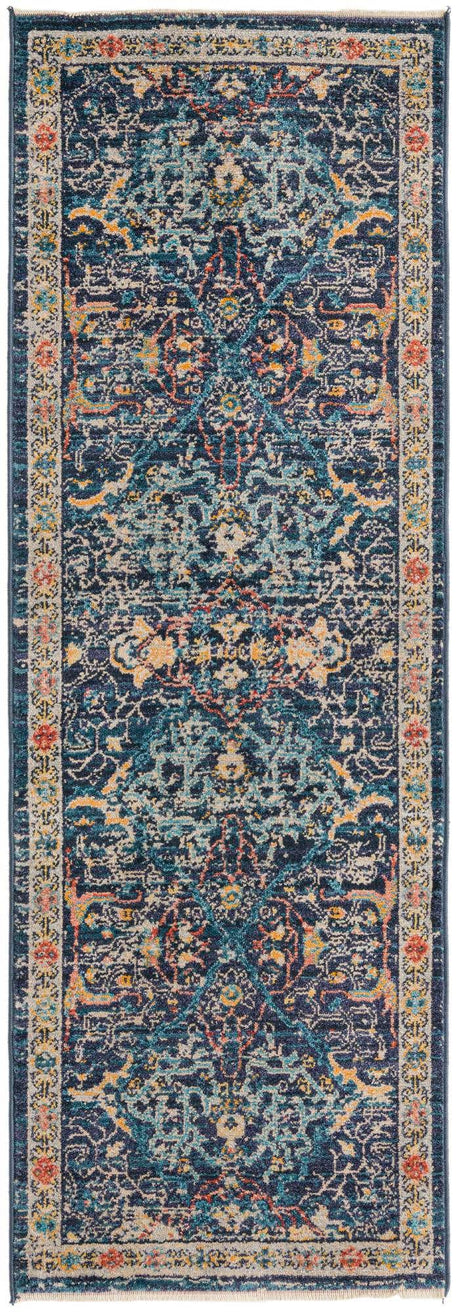Navy Blue 2' x 5' 11 Lola Runner Area Rug Polypropylene With Jute Backing Traditional Pattern Easy Clean Carpet for Home Interior Design for Sale at Rug Engine