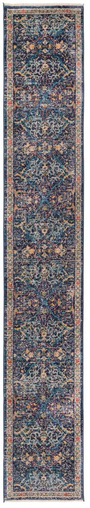 Navy Blue 2' x 13' Lola Runner Area Rug Polypropylene With Jute Backing Traditional Pattern Easy Clean Carpet for Home Interior Design for Sale at Rug Engine