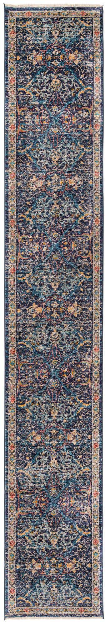 Navy Blue 2' x 13' Lola Runner Area Rug Polypropylene With Jute Backing Traditional Pattern Easy Clean Carpet for Home Interior Design for Sale at Rug Engine