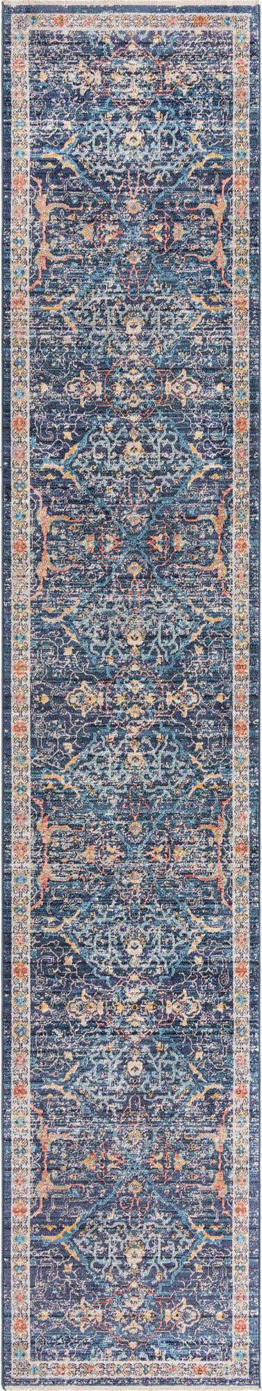 Navy Blue 2' 11 x 16' 5 Lola Runner Area Rug Polypropylene With Jute Backing Traditional Pattern Easy Clean Carpet for Home Interior Design for Sale at Rug Engine