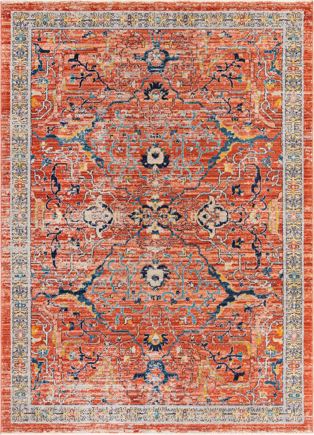 Brick Red 7' x 10' 2 Lola Rectangle Area Rug Polypropylene With Jute Backing Traditional Pattern Easy Clean Carpet for Home Interior Design for Sale at Rug Engine