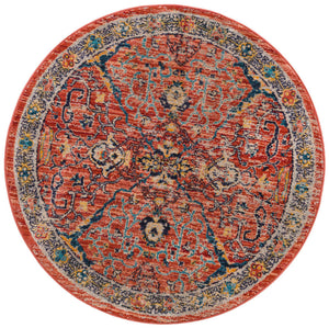 Brick Red 3' 11 x 3' 11 Lola Round Area Rug Polypropylene With Jute Backing Traditional Pattern Easy Clean Carpet for Home Interior Design for Sale at Rug Engine
