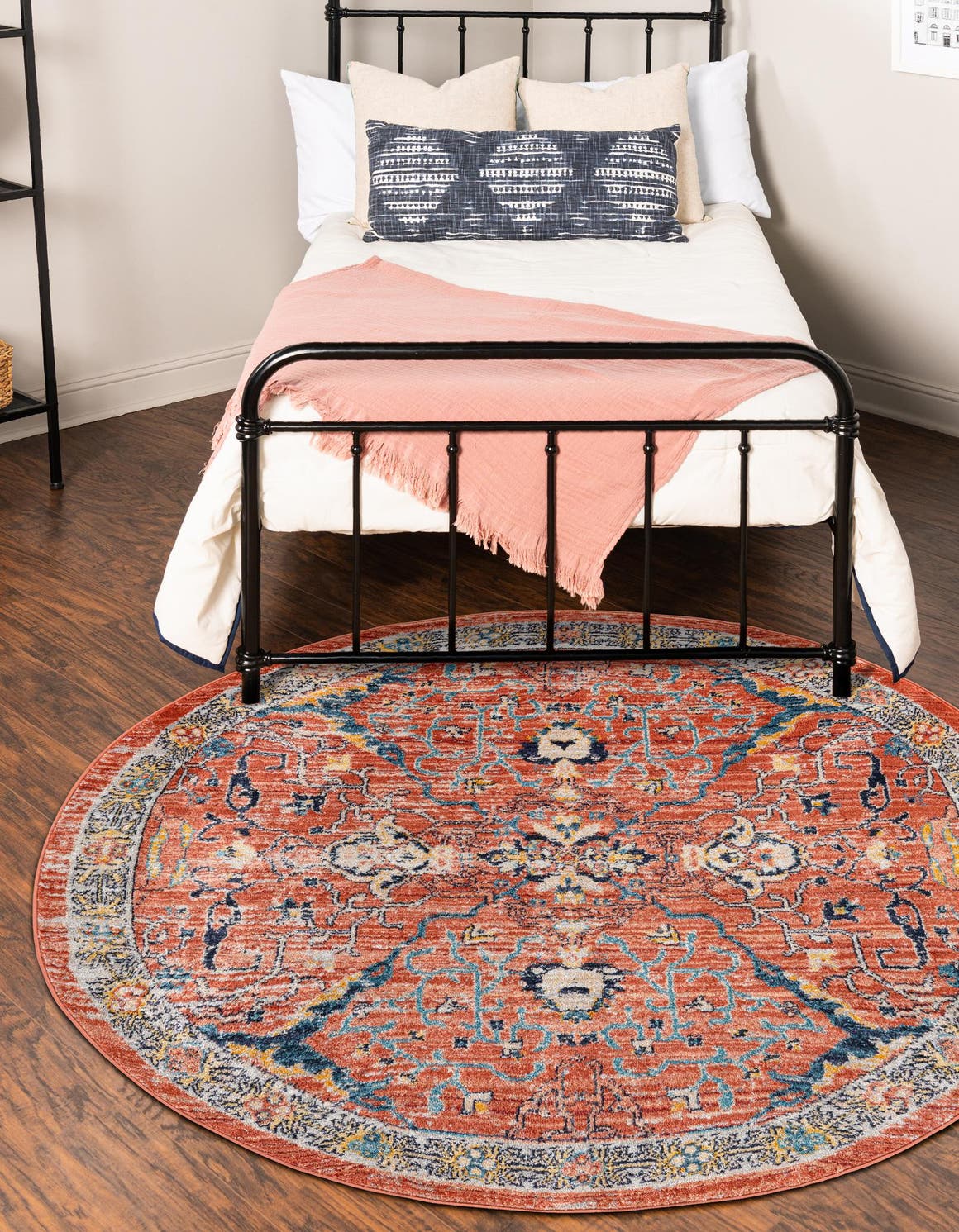 Brick Red 5' 2 x 5' 2 Lola Round Area Rug Polypropylene With Jute Backing Traditional Pattern Easy Clean Carpet for Home Interior Design for Sale at Rug Engine