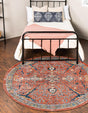 Brick Red 6' 1 x 6' 1 Lola Round Area Rug Polypropylene With Jute Backing Traditional Pattern Easy Clean Carpet for Home Interior Design for Sale at Rug Engine