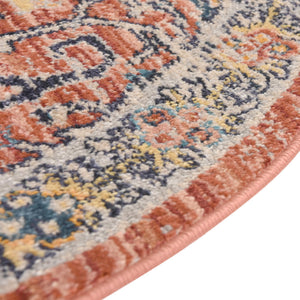 Brick Red 5' 2 x 5' 2 Lola Round Area Rug Polypropylene With Jute Backing Traditional Pattern Easy Clean Carpet for Home Interior Design for Sale at Rug Engine