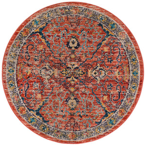 Brick Red 5' 2 x 5' 2 Lola Round Area Rug Polypropylene With Jute Backing Traditional Pattern Easy Clean Carpet for Home Interior Design for Sale at Rug Engine