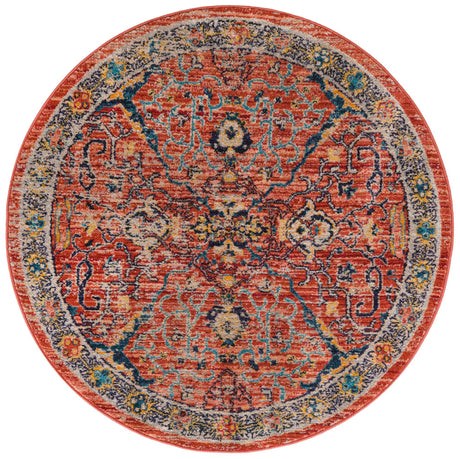 Brick Red 5' 2 x 5' 2 Lola Round Area Rug Polypropylene With Jute Backing Traditional Pattern Easy Clean Carpet for Home Interior Design for Sale at Rug Engine