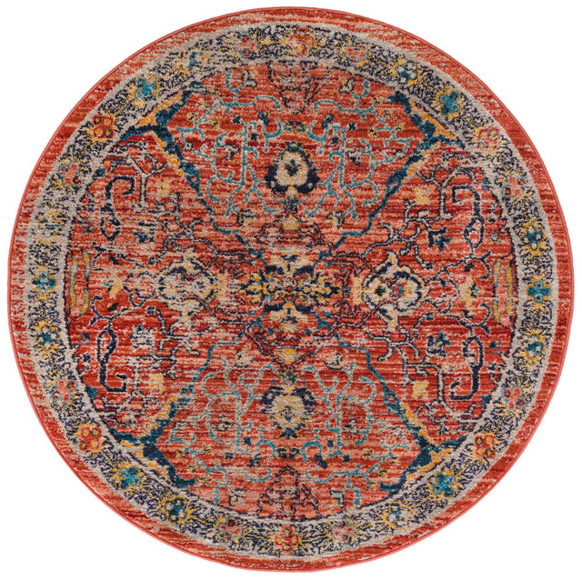 Brick Red 5' 2 x 5' 2 Lola Round Area Rug Polypropylene With Jute Backing Traditional Pattern Easy Clean Carpet for Home Interior Design for Sale at Rug Engine
