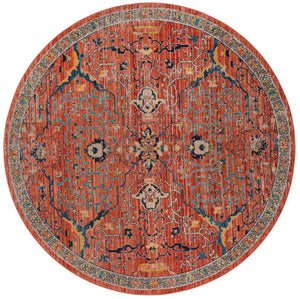 Brick Red 7' 10 x 7' 10 Lola Round Area Rug Polypropylene With Jute Backing Traditional Pattern Easy Clean Carpet for Home Interior Design for Sale at Rug Engine