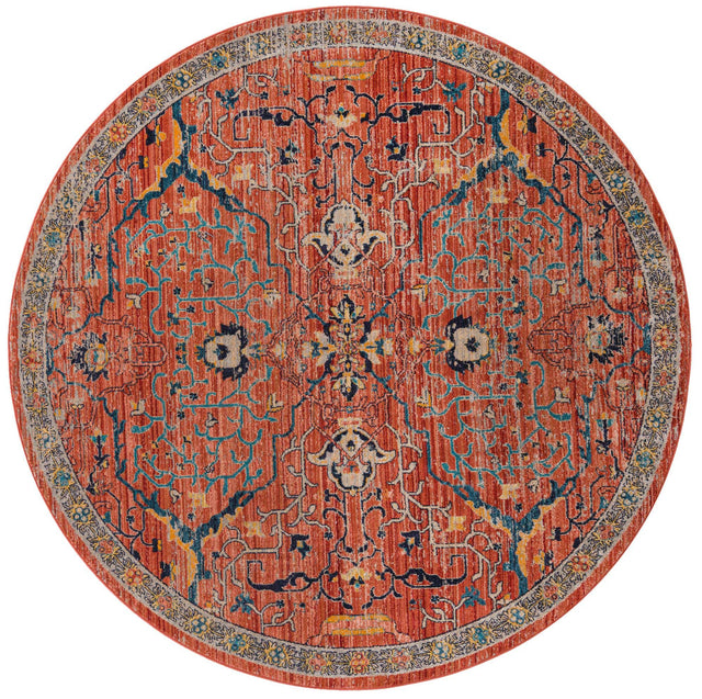 Brick Red 7' 10 x 7' 10 Lola Round Area Rug Polypropylene With Jute Backing Traditional Pattern Easy Clean Carpet for Home Interior Design for Sale at Rug Engine