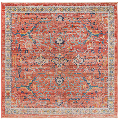 Brick Red 7' 10 x 7' 10 Lola Square Area Rug Polypropylene With Jute Backing Traditional Pattern Easy Clean Carpet for Home Interior Design for Sale at Rug Engine