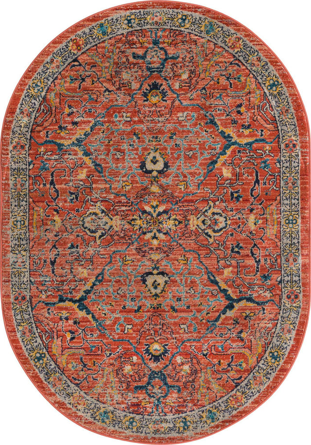 Brick Red 3' 11 x 5' 11 Lola Oval Area Rug Polypropylene With Jute Backing Traditional Pattern Easy Clean Carpet for Home Interior Design for Sale at Rug Engine