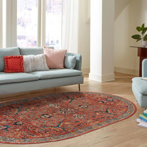 Brick Red 3' 11 x 5' 11 Lola Oval Area Rug Polypropylene With Jute Backing Traditional Pattern Easy Clean Carpet for Home Interior Design for Sale at Rug Engine