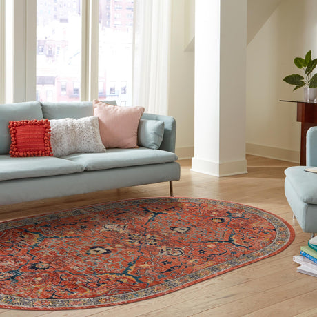 Brick Red 3' 11 x 5' 11 Lola Oval Area Rug Polypropylene With Jute Backing Traditional Pattern Easy Clean Carpet for Home Interior Design for Sale at Rug Engine
