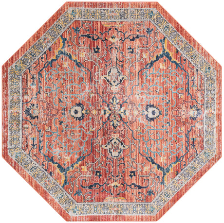 Brick Red 7' 10 x 7' 10 Lola Octagon Area Rug Polypropylene With Jute Backing Traditional Pattern Easy Clean Carpet for Home Interior Design for Sale at Rug Engine