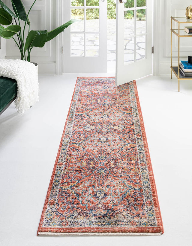 Brick Red 2' x 13' Lola Runner Area Rug Polypropylene With Jute Backing Traditional Pattern Easy Clean Carpet for Home Interior Design for Sale at Rug Engine