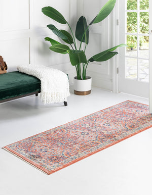 Brick Red 2' x 8' Lola Runner Area Rug Polypropylene With Jute Backing Traditional Pattern Easy Clean Carpet for Home Interior Design for Sale at Rug Engine