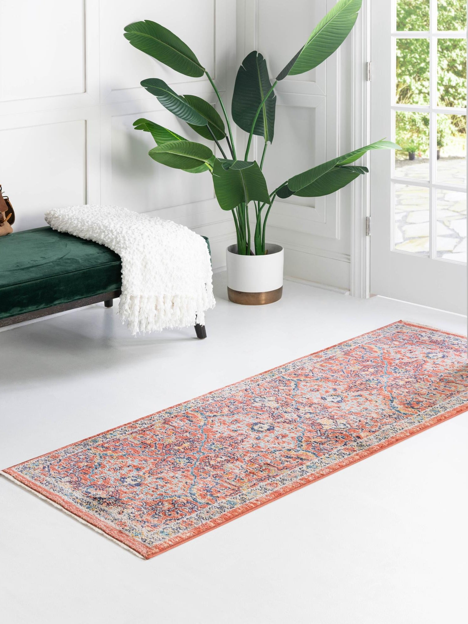 Brick Red 2' 7 x 10' 2 Lola Runner Area Rug Polypropylene With Jute Backing Traditional Pattern Easy Clean Carpet for Home Interior Design for Sale at Rug Engine