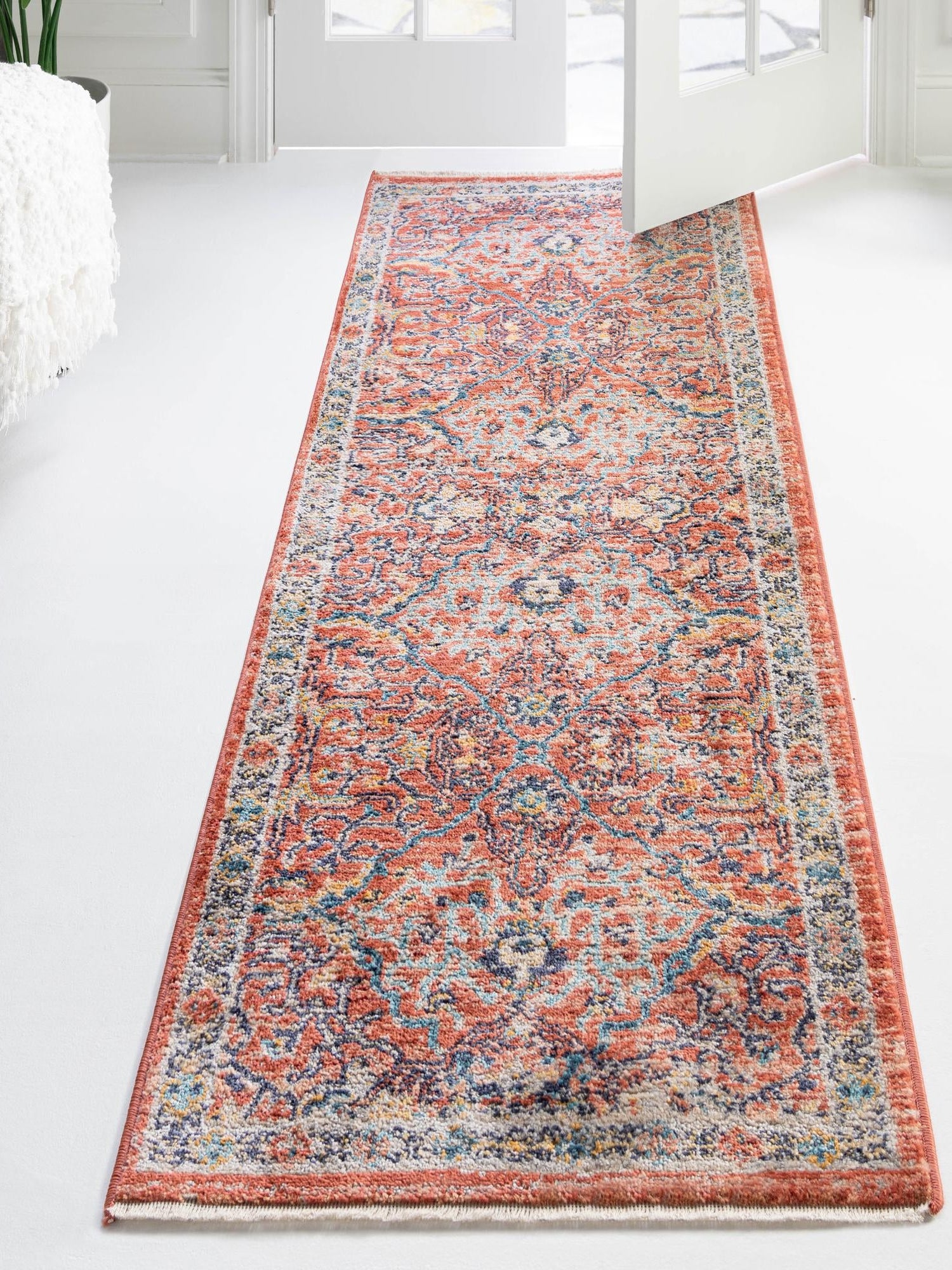 Brick Red 2' x 13' Lola Runner Area Rug Polypropylene With Jute Backing Traditional Pattern Easy Clean Carpet for Home Interior Design for Sale at Rug Engine