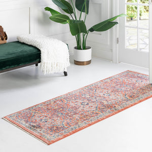 Brick Red 2' x 13' Lola Runner Area Rug Polypropylene With Jute Backing Traditional Pattern Easy Clean Carpet for Home Interior Design for Sale at Rug Engine