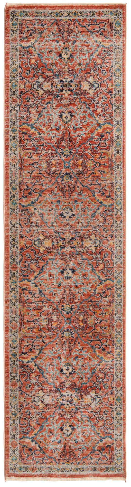Brick Red 2' x 8' Lola Runner Area Rug Polypropylene With Jute Backing Traditional Pattern Easy Clean Carpet for Home Interior Design for Sale at Rug Engine