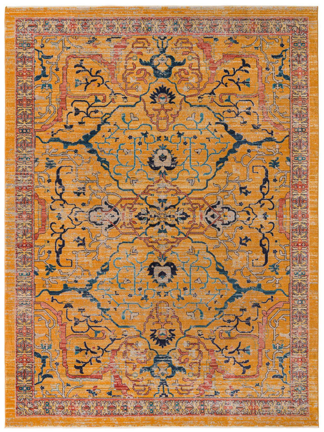 Yellow 9' x 12' Lola Rectangle Area Rug Polypropylene With Jute Backing Traditional Pattern Easy Clean Carpet for Home Interior Design for Sale at Rug Engine