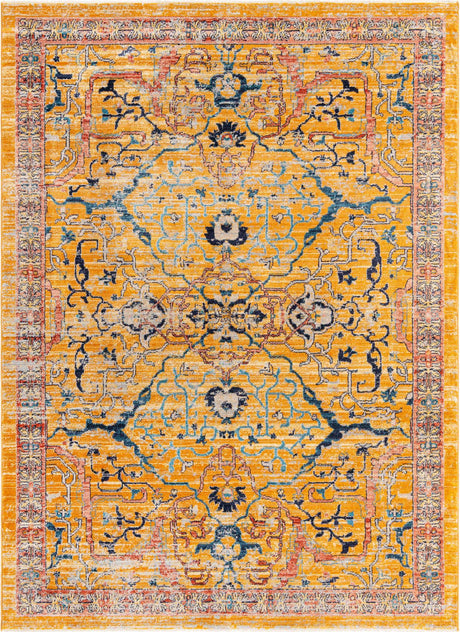 Yellow 7' x 10' 2 Lola Rectangle Area Rug Polypropylene With Jute Backing Traditional Pattern Easy Clean Carpet for Home Interior Design for Sale at Rug Engine