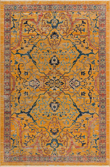 Yellow 6' x 9' 2 Lola Rectangle Area Rug Polypropylene With Jute Backing Traditional Pattern Easy Clean Carpet for Home Interior Design for Sale at Rug Engine