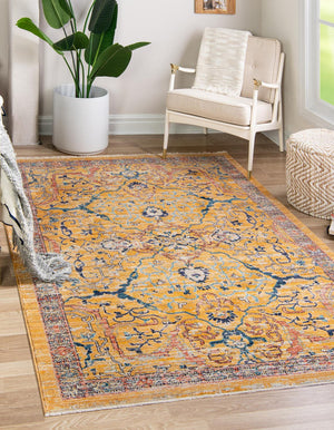 Yellow 5' 3 x 8' Lola Rectangle Area Rug Polypropylene With Jute Backing Traditional Pattern Easy Clean Carpet for Home Interior Design for Sale at Rug Engine