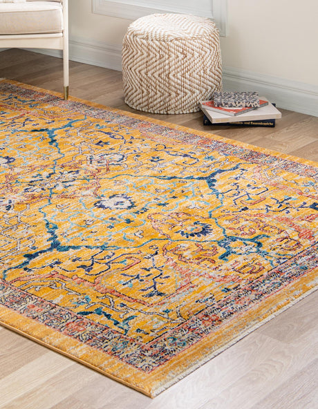 Yellow 9' x 12' Lola Rectangle Area Rug Polypropylene With Jute Backing Traditional Pattern Easy Clean Carpet for Home Interior Design for Sale at Rug Engine