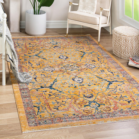 Yellow 10' x 12' 4 Lola Rectangle Area Rug Polypropylene With Jute Backing Traditional Pattern Easy Clean Carpet for Home Interior Design for Sale at Rug Engine