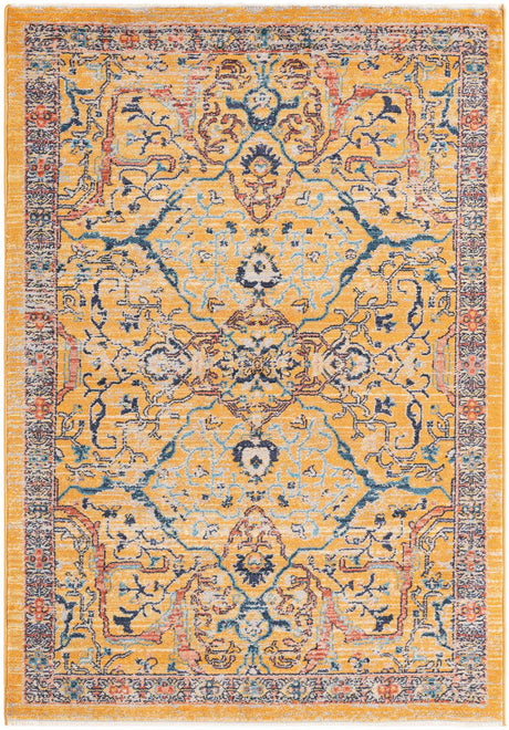 Yellow 3' 11 x 5' 11 Lola Rectangle Area Rug Polypropylene With Jute Backing Traditional Pattern Easy Clean Carpet for Home Interior Design for Sale at Rug Engine