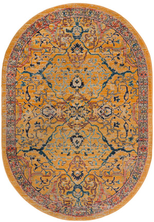 Yellow 3' 11 x 5' 11 Lola Oval Area Rug Polypropylene With Jute Backing Traditional Pattern Easy Clean Carpet for Home Interior Design for Sale at Rug Engine