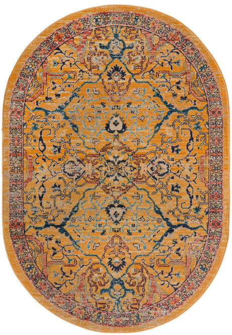 Yellow 3' 11 x 5' 11 Lola Oval Area Rug Polypropylene With Jute Backing Traditional Pattern Easy Clean Carpet for Home Interior Design for Sale at Rug Engine