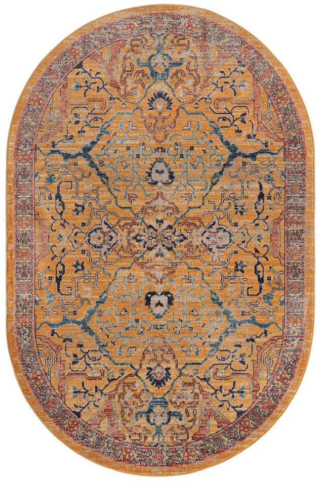 Yellow 5' 3 x 8' Lola Oval Area Rug Polypropylene With Jute Backing Traditional Pattern Easy Clean Carpet for Home Interior Design for Sale at Rug Engine