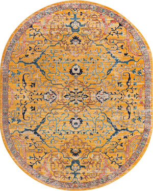 Yellow 7' 10 x 10' 2 Lola Oval Area Rug Polypropylene With Jute Backing Traditional Pattern Easy Clean Carpet for Home Interior Design for Sale at Rug Engine
