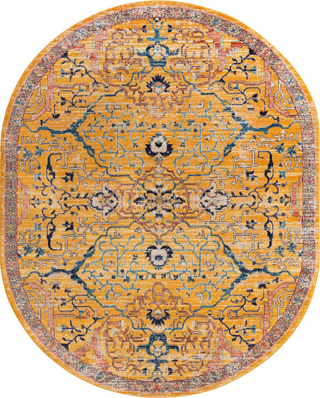 Yellow 7' 10 x 10' 2 Lola Oval Area Rug Polypropylene With Jute Backing Traditional Pattern Easy Clean Carpet for Home Interior Design for Sale at Rug Engine