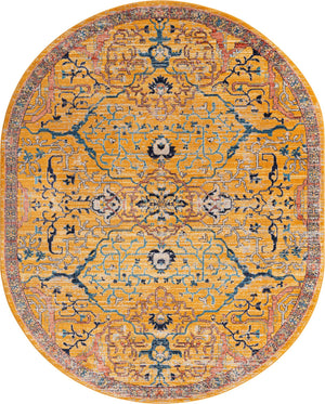 Yellow 7' 10 x 10' 2 Lola Oval Area Rug Polypropylene With Jute Backing Traditional Pattern Easy Clean Carpet for Home Interior Design for Sale at Rug Engine