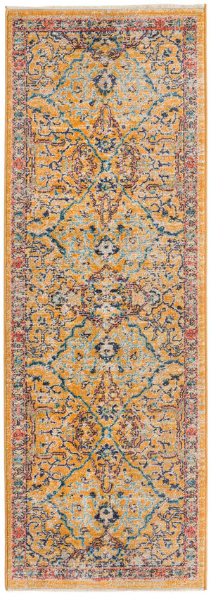 Yellow 2' x 5' 11 Lola Runner Area Rug Polypropylene With Jute Backing Traditional Pattern Easy Clean Carpet for Home Interior Design for Sale at Rug Engine