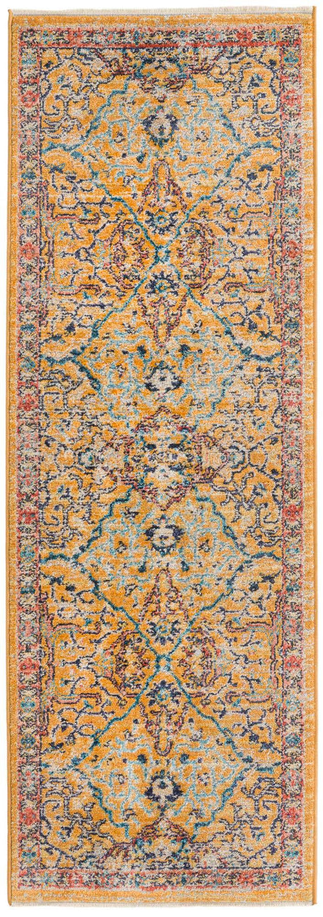 Yellow 2' x 5' 11 Lola Runner Area Rug Polypropylene With Jute Backing Traditional Pattern Easy Clean Carpet for Home Interior Design for Sale at Rug Engine