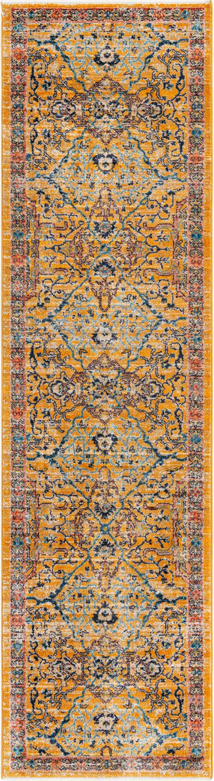 Yellow 2' 7 x 10' 2 Lola Runner Area Rug Polypropylene With Jute Backing Traditional Pattern Easy Clean Carpet for Home Interior Design for Sale at Rug Engine