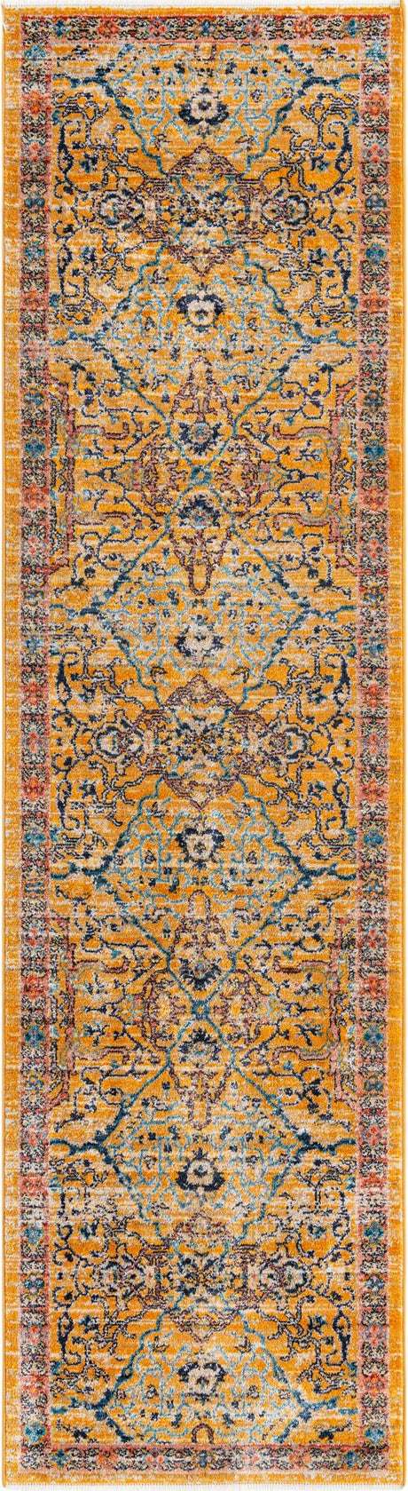 Yellow 2' 7 x 10' 2 Lola Runner Area Rug Polypropylene With Jute Backing Traditional Pattern Easy Clean Carpet for Home Interior Design for Sale at Rug Engine