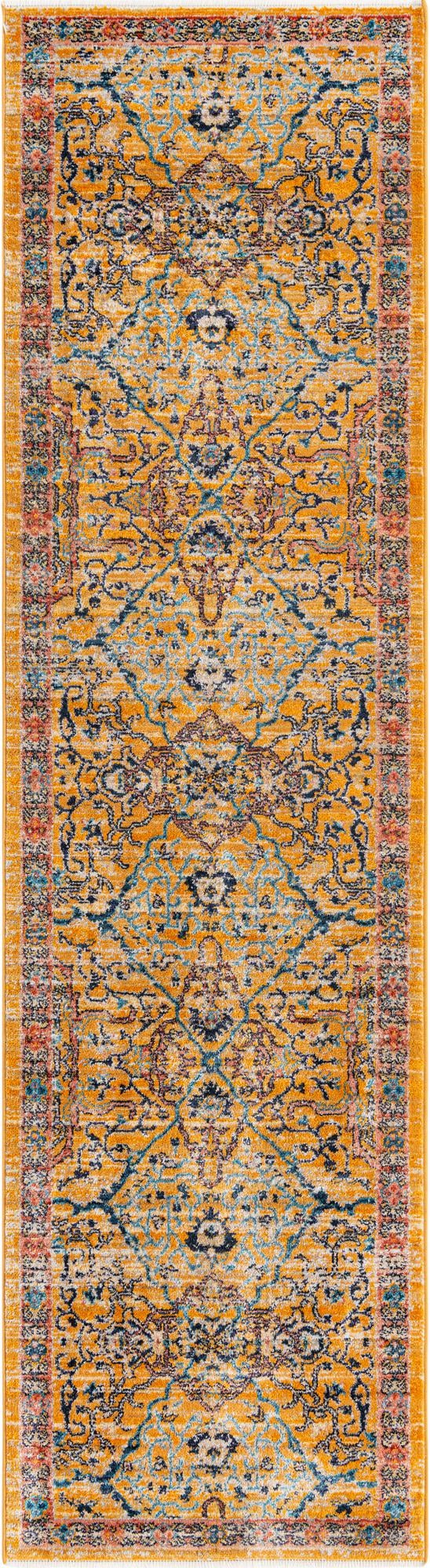 Yellow 2' 7 x 10' 2 Lola Runner Area Rug Polypropylene With Jute Backing Traditional Pattern Easy Clean Carpet for Home Interior Design for Sale at Rug Engine