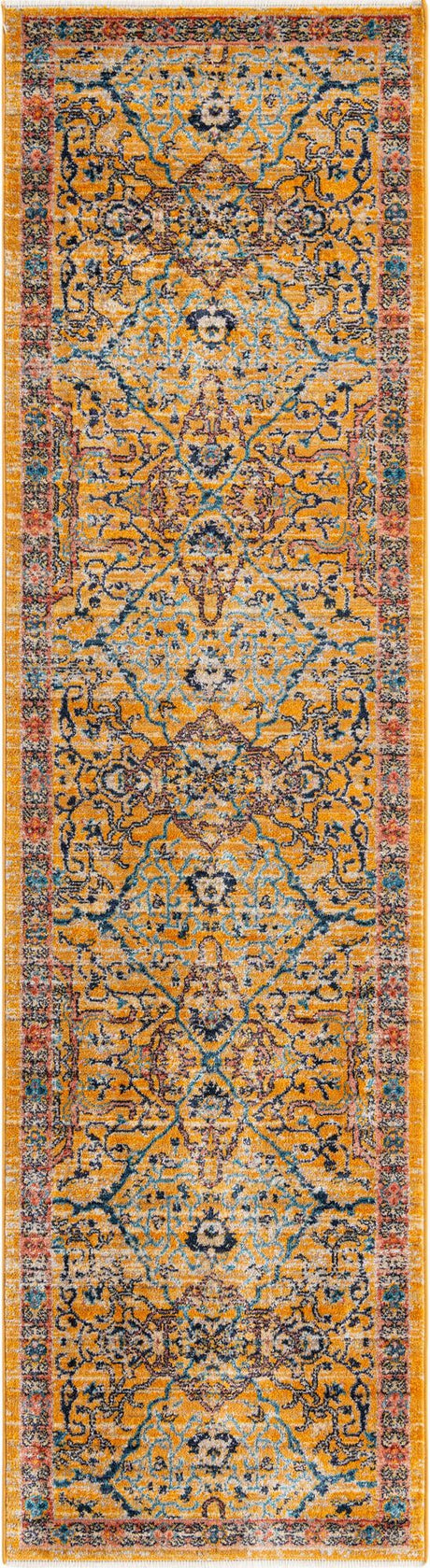 Yellow 2' 7 x 10' 2 Lola Runner Area Rug Polypropylene With Jute Backing Traditional Pattern Easy Clean Carpet for Home Interior Design for Sale at Rug Engine