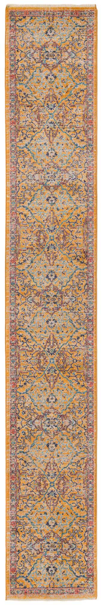Yellow 2' x 13' Lola Runner Area Rug Polypropylene With Jute Backing Traditional Pattern Easy Clean Carpet for Home Interior Design for Sale at Rug Engine