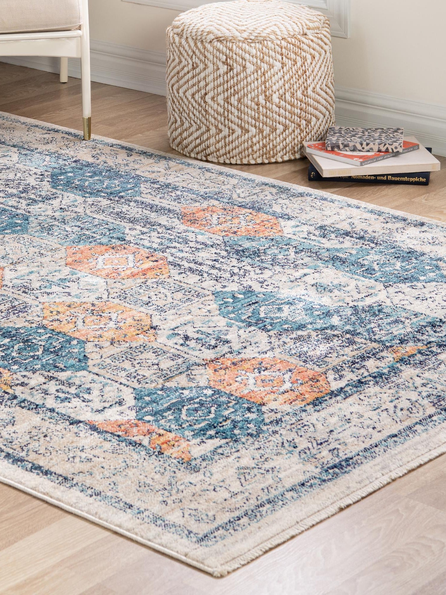 Multicolor 3' 11 x 5' 11 Lola Rectangle Area Rug Polypropylene With Jute Backing Traditional Pattern Easy Clean Carpet for Home Interior Design for Sale at Rug Engine