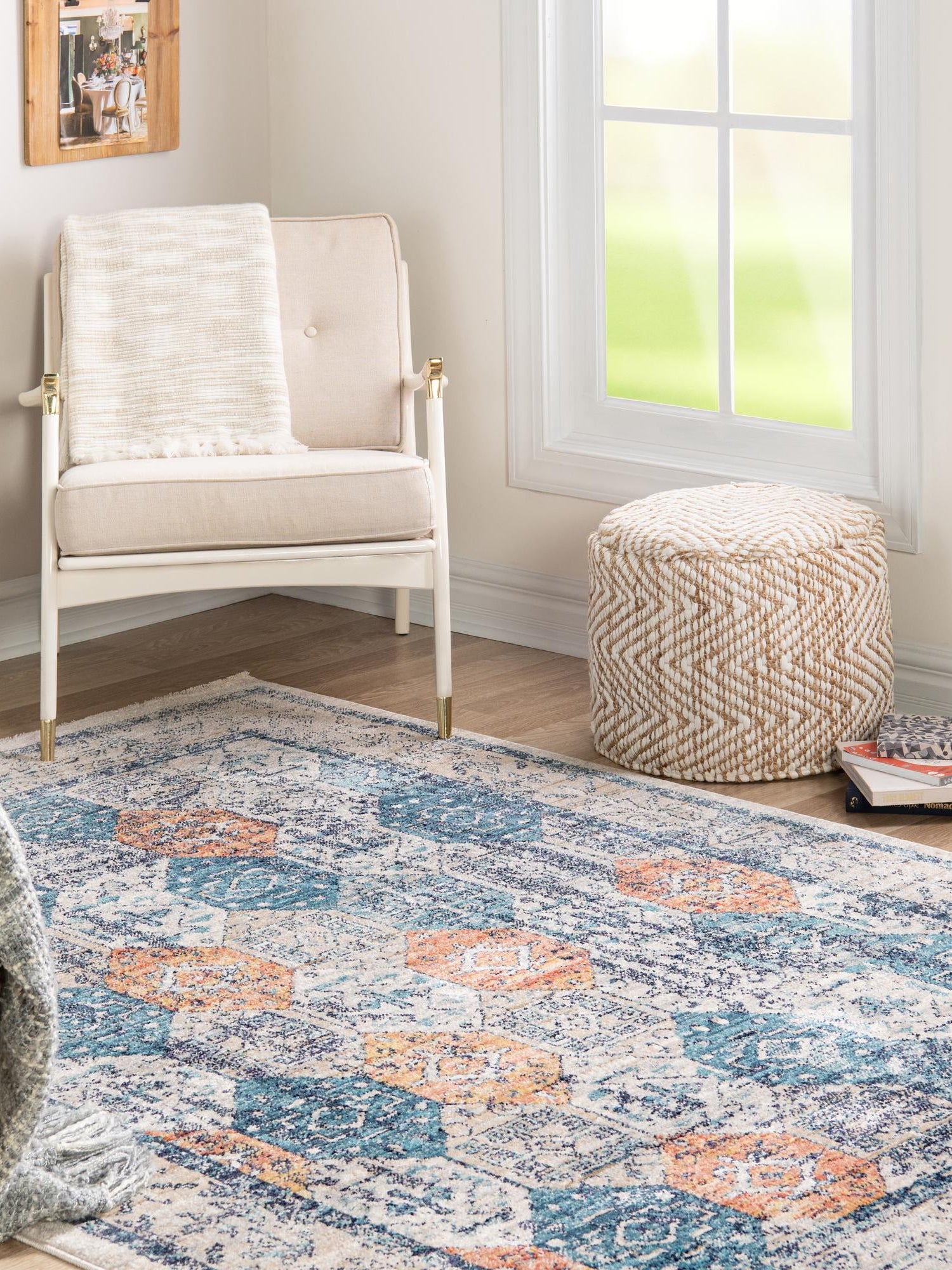 Multicolor 3' 11 x 5' 11 Lola Rectangle Area Rug Polypropylene With Jute Backing Traditional Pattern Easy Clean Carpet for Home Interior Design for Sale at Rug Engine