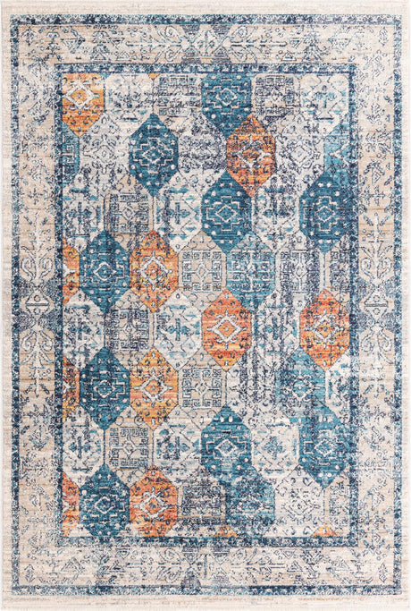 Multicolor 5' 3 x 8' Lola Rectangle Area Rug Polypropylene With Jute Backing Traditional Pattern Easy Clean Carpet for Home Interior Design for Sale at Rug Engine