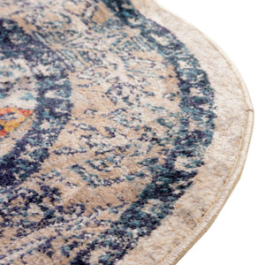 Multicolor 7' x 7' Lola Round Area Rug Polypropylene With Jute Backing Traditional Pattern Easy Clean Carpet for Home Interior Design for Sale at Rug Engine